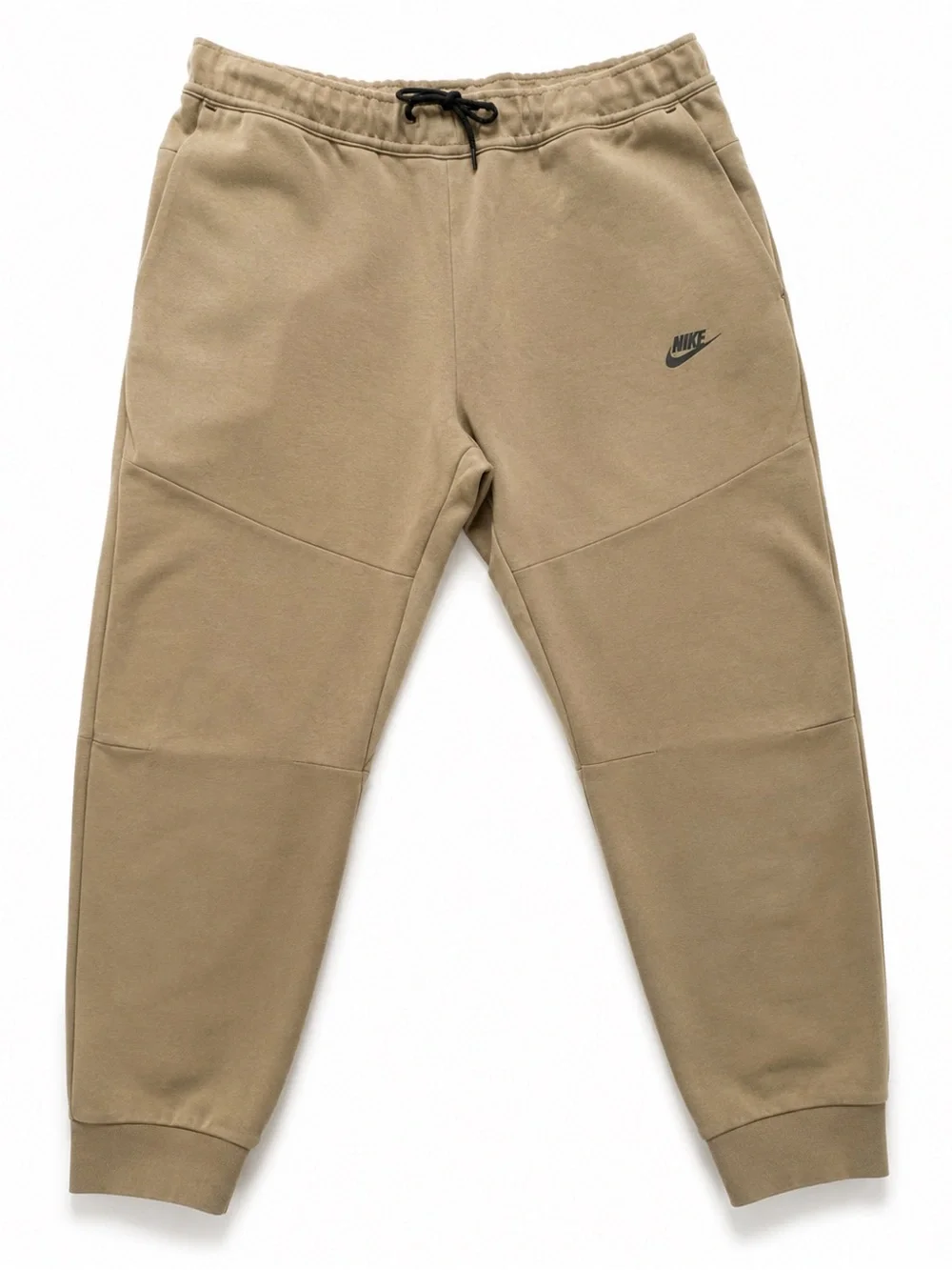Nike Men’s Tan Khaki Jogger Sweatpants Size Large L Black Zip Pocket